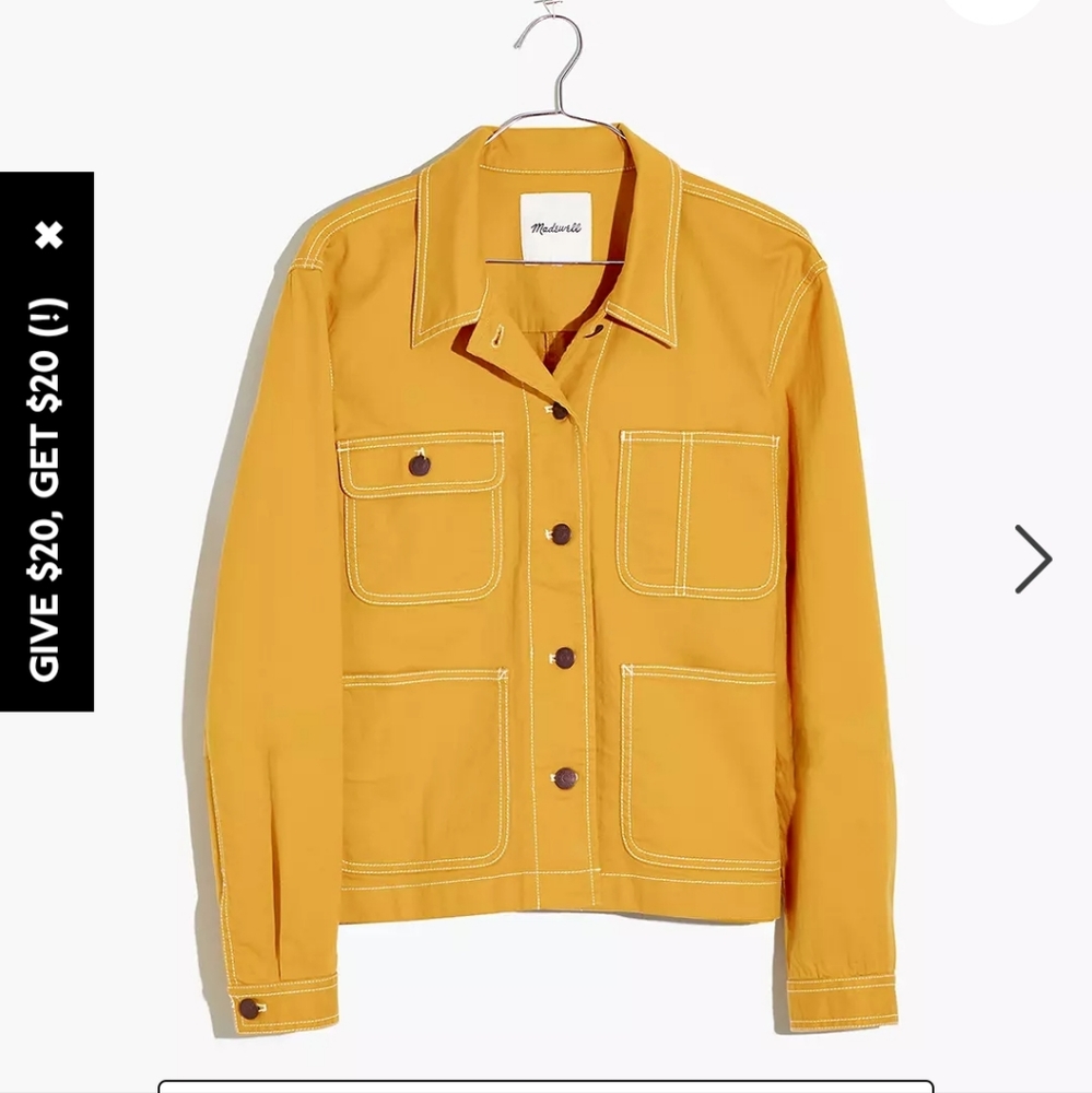 Madewell cropped chore jacket size s mustard yellow
